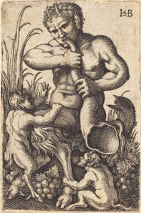 Satyr som blåser horn av Sebald Beham