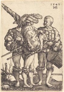 Fanebærer, trommeslager og Piper av Sebald Beham