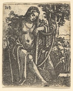 Kvinne med en harpe, 1520-25. av Sebald Beham