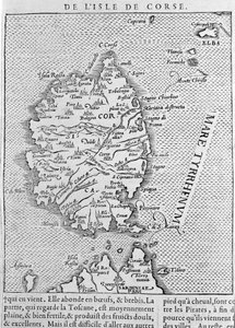 Korsika etter "Cosmographia Universalis" av Sebastian Munster. Basel 1558 av Sebastian Munster