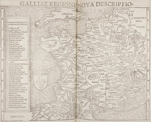 Cosmographia, detalj av Gallia av Sebastian Munster