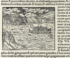 Noahs ark og syndfloden, fra 1550-utgaven av 
