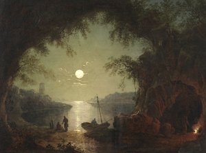 A Moonlit Cove (olje på lerret)