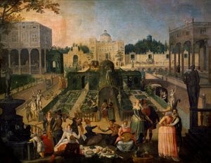 En fest i parken til hertugen av Mantua, ca. 1595 av Sebastian Vrancx