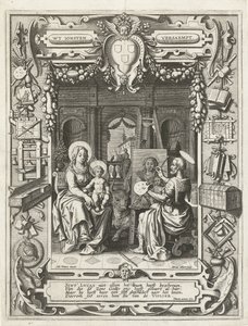 Våpenskjold fra Saint Luke-lauget med Saint Luke-maleri Madonna og barn, 1620-21