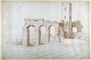 Torre Fiscale og ruinene av akvedukten til Claudio av Sebastian Vrancx