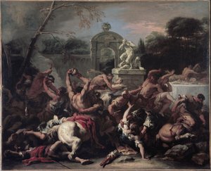 Lapiths and the Centaurs - Kamp mellom Lapiths og Centaurs. Maleri av Sebastiano Ricci av Sebastiano Ricci