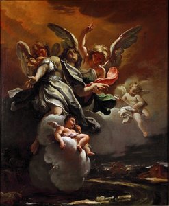 The Apotheosis of St. Sebastian Maleri av Sebastiano Ricci (1659-1734) 1694 Dim.78,5x63,5 cm Milan, Civic Collections of the Castello Sforzesco