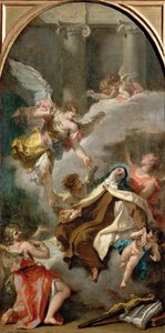 Visjonen til den hellige Teresa av Avila (1515-1582) - Sebastiano Ricci (1659-1734). Olje på lerret, ca 1728. Mål : 71,5x37 cm. Kunsthistorisk museum, Vienne av Sebastiano Ricci