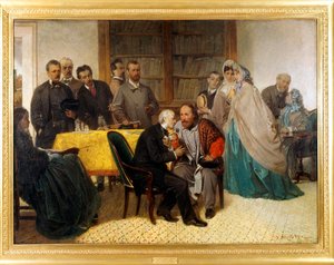 The meeting of Giuseppe Garibaldi (1807-1882) and Alessandro Manzoni (1785-1873)