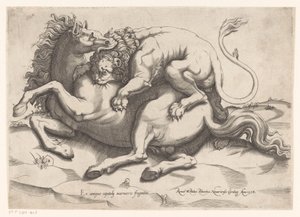 Hest angrepet av en løve av Sebastiano di Re