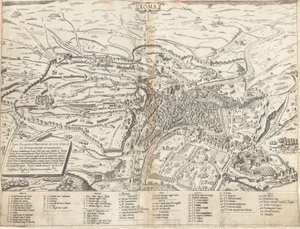 Topografisk kart over det moderne Roma av Sebastiano di Re after Giovanni Antonio Dosio