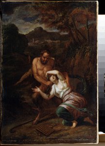 ""Pan et la nymphe Syrinx"" (Pan and Nymph Syrinx) Maleri av Sebastien Bourdon (1616-1671) Statens friluftsmuseum fra 1600-tallet Palace Gatchina, St. Petersburg av Sébastien Bourdon