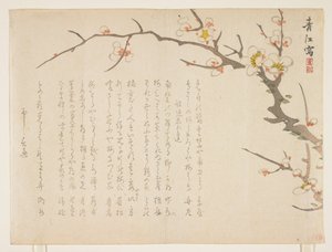 Blomstrende plomme, januar 1837 (farget treblokktrykk) av Seik Hashimoto