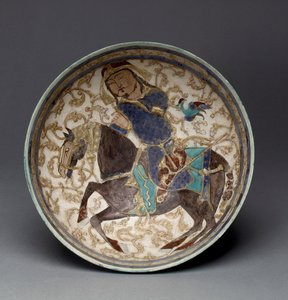 Skål med prins til hest fra Iran (dekorert steinpasta) av Seljuq Dynasty Seljuq Dynasty