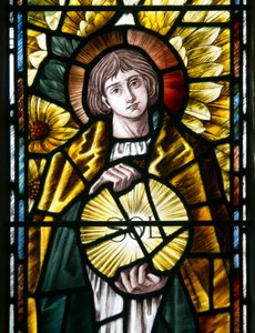 Erkeengel St Uriel detalj, ca. 1890 (farget glass) av Selwyn Image