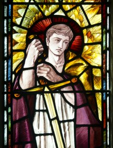 Mortehoe, St Mary, Heaton Butler & Bayne, Selwyn Image, Archangel St Michael detalj, ca. 1890 av Selwyn Image Selwyn Image