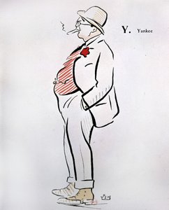 Tegneserie av amerikaner i "" Alphabet of Sem"" (1863 - 1934), Y as Yankee, n.d., 20. århundre.