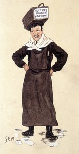 Selger av østers fra butikken Prunier. Kromolitografi signert SEM (1863 - 1934).