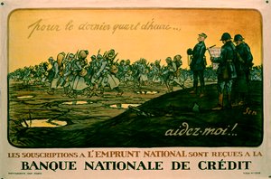 Fransk plakat fra første verdenskrig som oppmuntrer til kjøp av krigsobligasjoner, ca. 1914-18