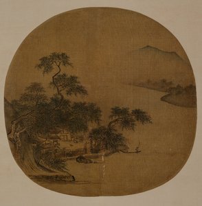 Riverside Retreat, ca. 1250 (blekk og farge på silke) av Sen Xia