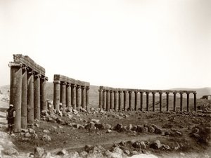 Den ovale søyleplassen fra nordvest, Jerash, 1867
