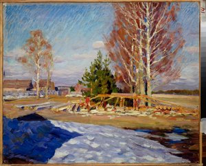 Vårlandskap - Maleri av Sergei Arsenyevich Vinograd (1869-1938), olje på lerret av Sergei Arsenevich Vinogradov
