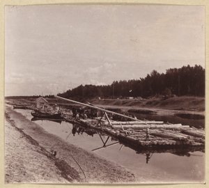 Log rafts, Volga-Baltic Waterway, Russia