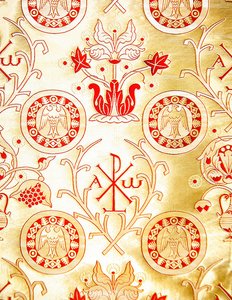 Olovyanishnikov Manufactory Gold Satin, tidlig på 1900-tallet (tekstil) av Sergei Vashkov