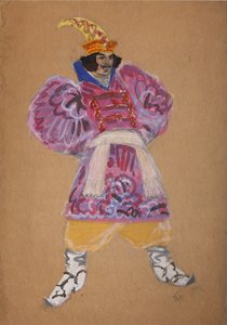 Kostymedesign til operaen The golden Cockerel av N. Rimsky-Korsakov av Sergei Vasilievich Malyutin