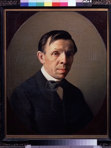 Portrett av kunstneren Sergey (Sergei, Serguei) Konstantinovich Zaryanko (Zarianko) (1818-1870) (Portrett av kunstneren Sergey K. Zaryanko). Maleri av Alexei Mikhailovich Kolesov (1834-1902), olje på lerret. Russisk kunst, portrett 1800-tallet. Staten Tret
