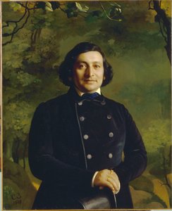 Portrett av operasanger Osip Afanasievich Petrov (1806-1878). Maleri av Sergey (Sergei, Serguei) Konstantinovich Zaryanko (Zarianko) (1818-1870), olje på lerret