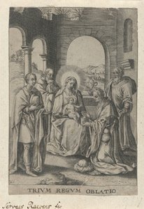 Aanbidding der Koningen The Offer of the Three Kings (tittel på objekt) av Servatius Raeven