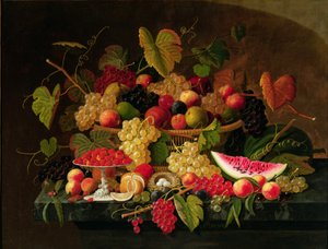 Stilleben med frukt (olje på lerret) av Severin Roesen