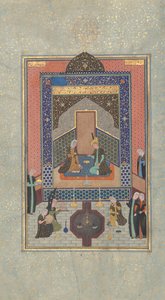 Bahram Gur i det mørke palasset på lørdag, Folio 207 fra en Khamsa..., AH 931A.D. 1524-25 av Shaikh Zada