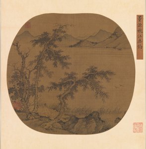 Fiske i Autumn River, ca. 1370. av Sheng Zhu