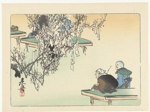 Beundrer plommeblomstringen Sammenligninger av blomster (serietittel) Hana kurabe (serietittel på objekt) av Shibata Zeshin