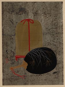 Vifte og insektbur. av Shibata Zeshin