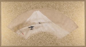 Fjell med fugler, slutten av 1800-tallet. av Shibata Zeshin
