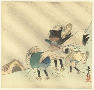 Reisende i en storm av Shibata Zeshin