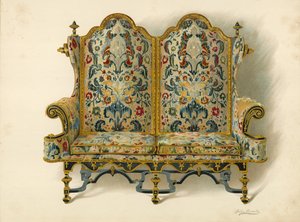 Sofa, eiendommen til hertugen av Leeds (chromolitho) av Shirley Charles Llewellyn Slocombe