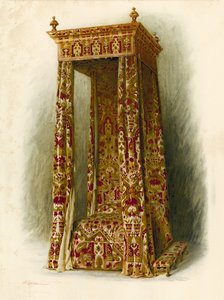 Polstret seng, Hampton Court Palace (chromolitho) av Shirley Charles Llewellyn Slocombe