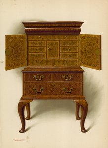 Valnøttskap, eiendom til Edward Dent (chromolitho) av Shirley Charles Llewellyn Slocombe