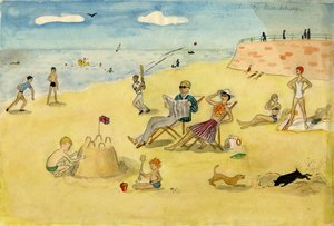 Strandscene, c1946. av Shirley Markham