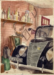 Bil i garasje, c1950. av Shirley Markham