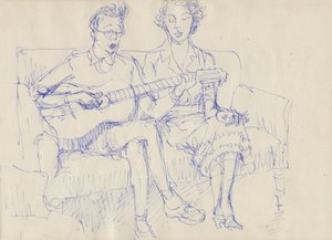 Par med gitar, c1950. av Shirley Markham