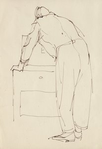 Mann som bøyer seg, ca 1950. av Shirley Markham