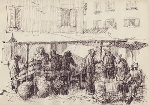 Markedsscene, Italia, ca 1950. av Shirley Markham