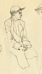 Sittende kvinne i hatt, 1953. av Shirley Markham