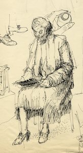 Sittende kvinne leser, 1953. av Shirley Markham